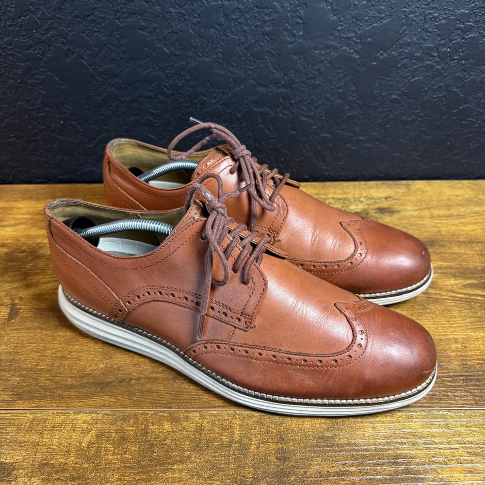 Cole Haan Mens Wingtip Oxford Shoes Brown Leather Lace Up Size 11.5‎ M